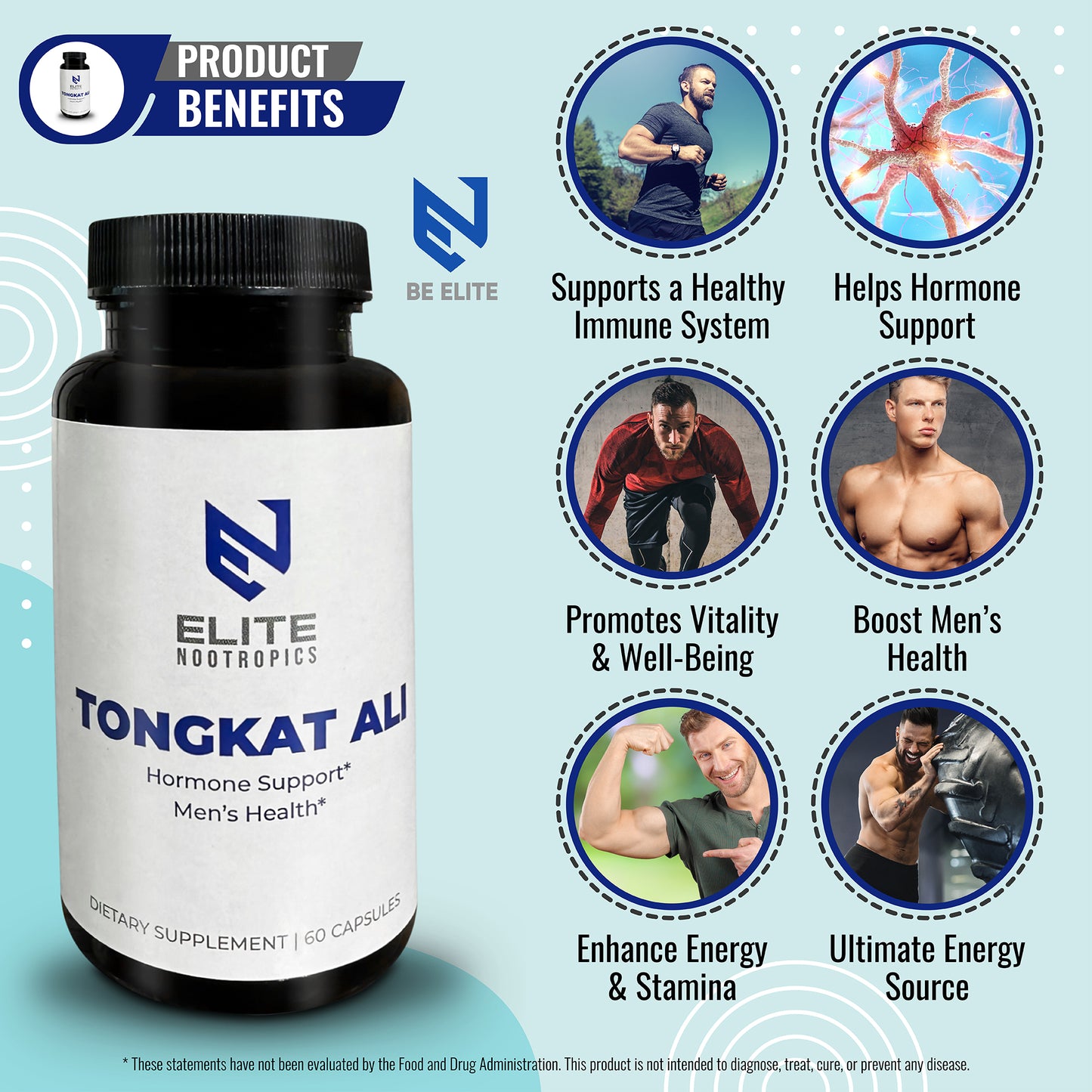 Elite Nootropics Tongkat Ali VALUE PACK 400mg, 120 Capsules (120 Servings)