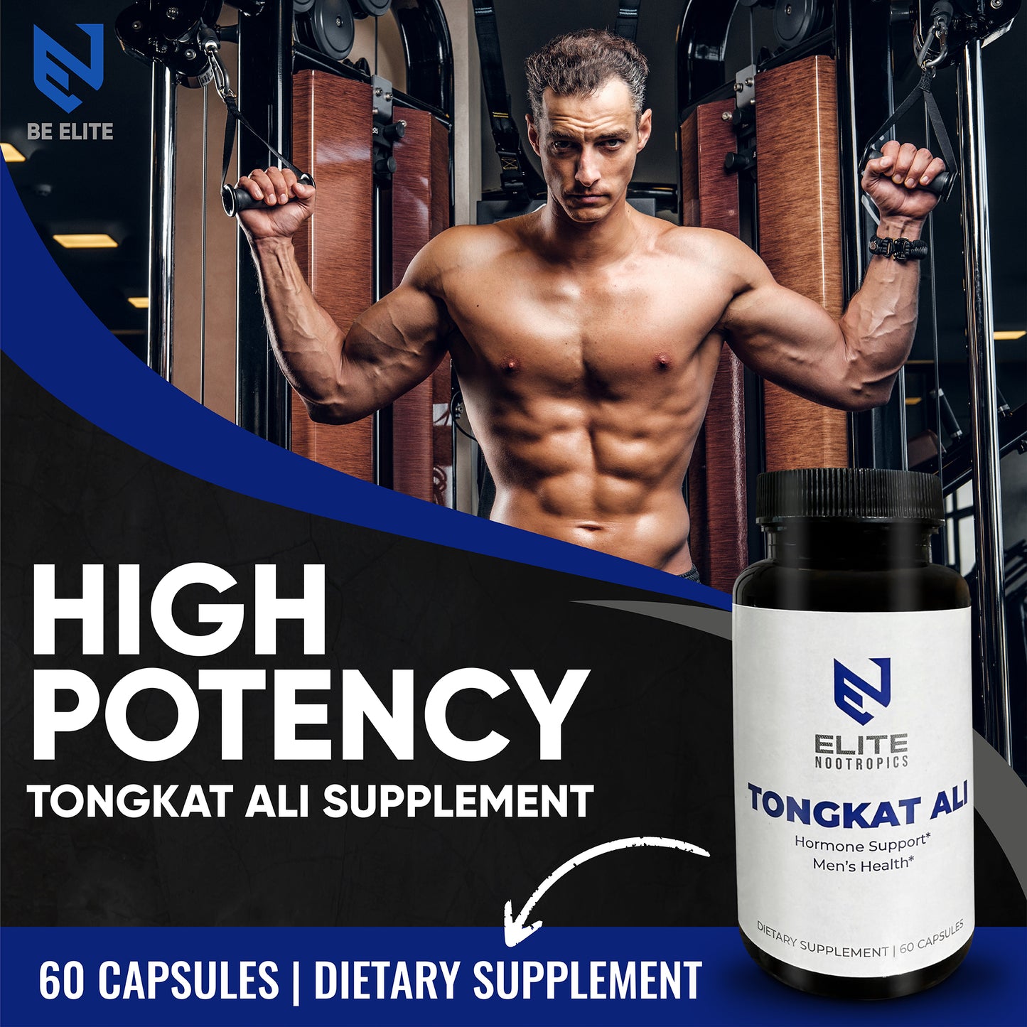 Elite Nootropics Tongkat Ali VALUE PACK 400mg, 120 Capsules (120 Servings)