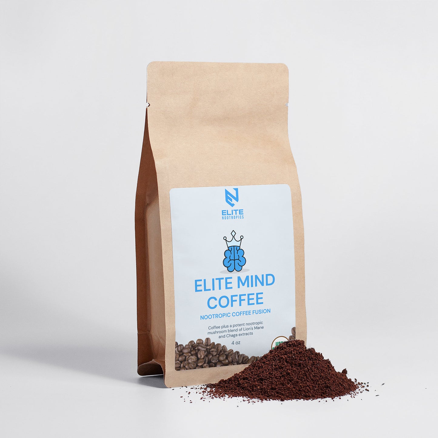 Elite Mind Nootropic Infused Coffee - Lion’s Mane & Chaga 4oz
