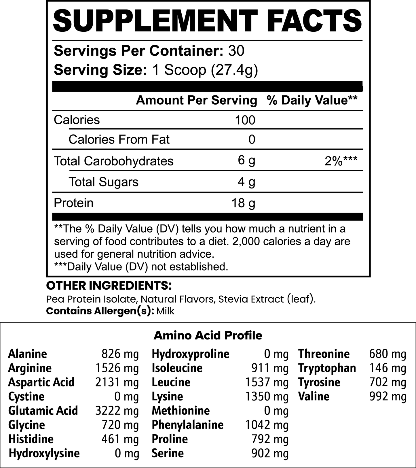Plant-Based Protein Isolate (Vanilla Ice Cream)