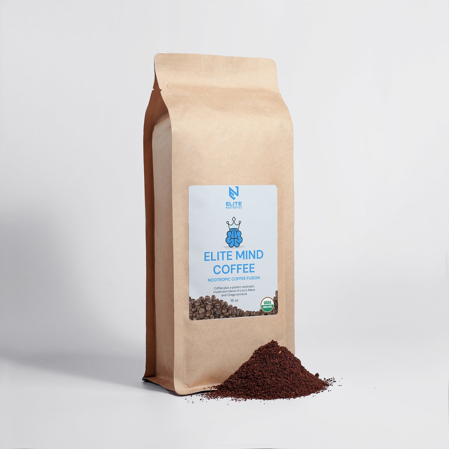 Elite Mind Nootropic Infused Coffee - Lion’s Mane & Chaga 16oz